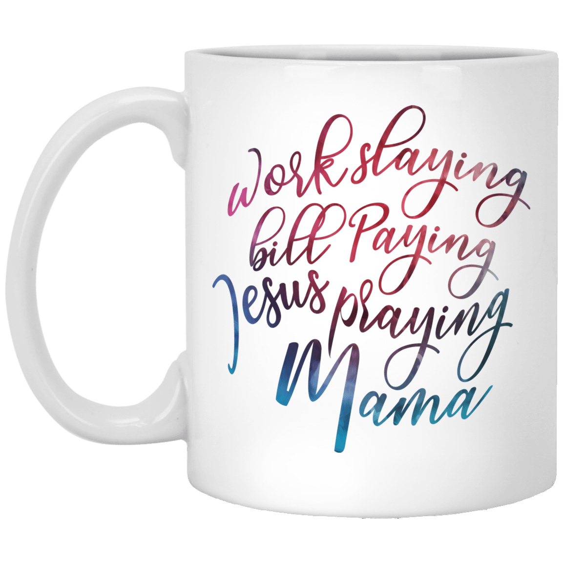 Designs by MyUtopia Shout Out:Jesus Praying Mama White Ceramic Coffee Mug,White / 11 oz,Ceramic Coffee Mug