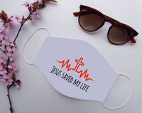 Load image into Gallery viewer, Designs by MyUtopia Shout Out:Jesus Saved My Life Adult Fabric Face Mask with Elastic Ear Loops
