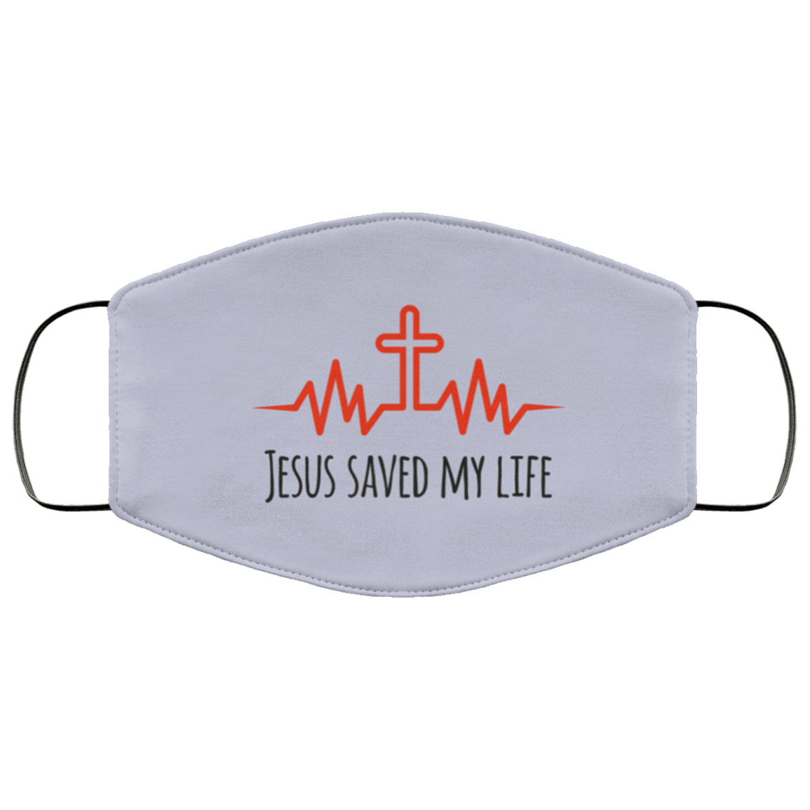 Designs by MyUtopia Shout Out:Jesus Saved My Life Adult Fabric Face Mask with Elastic Ear Loops,3 Layer Fabric Face Mask / Grey / Adult,Fabric Face Mask