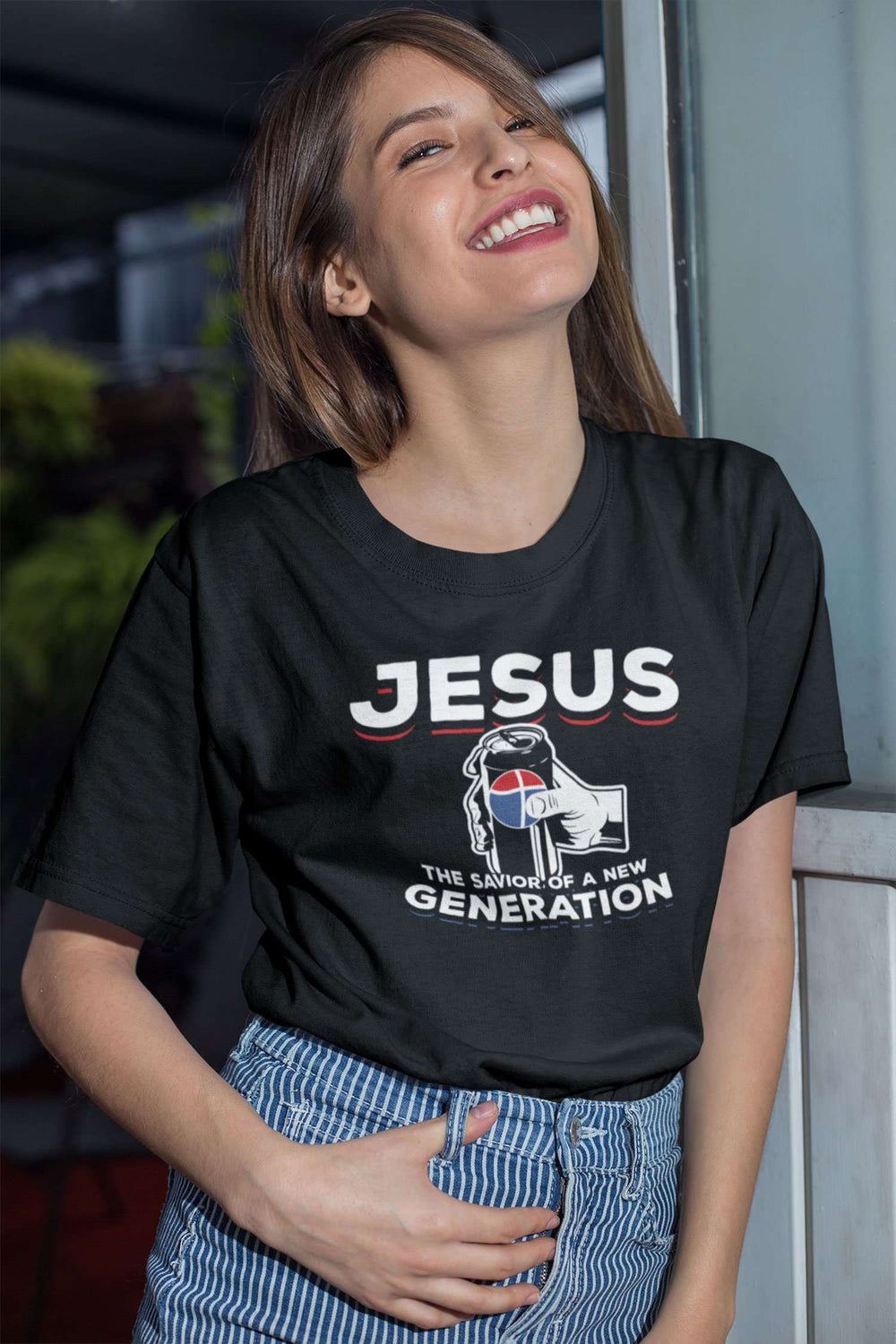 Designs by MyUtopia Shout Out:Jesus Savior of New Generation Adult Unisex T-Shirt