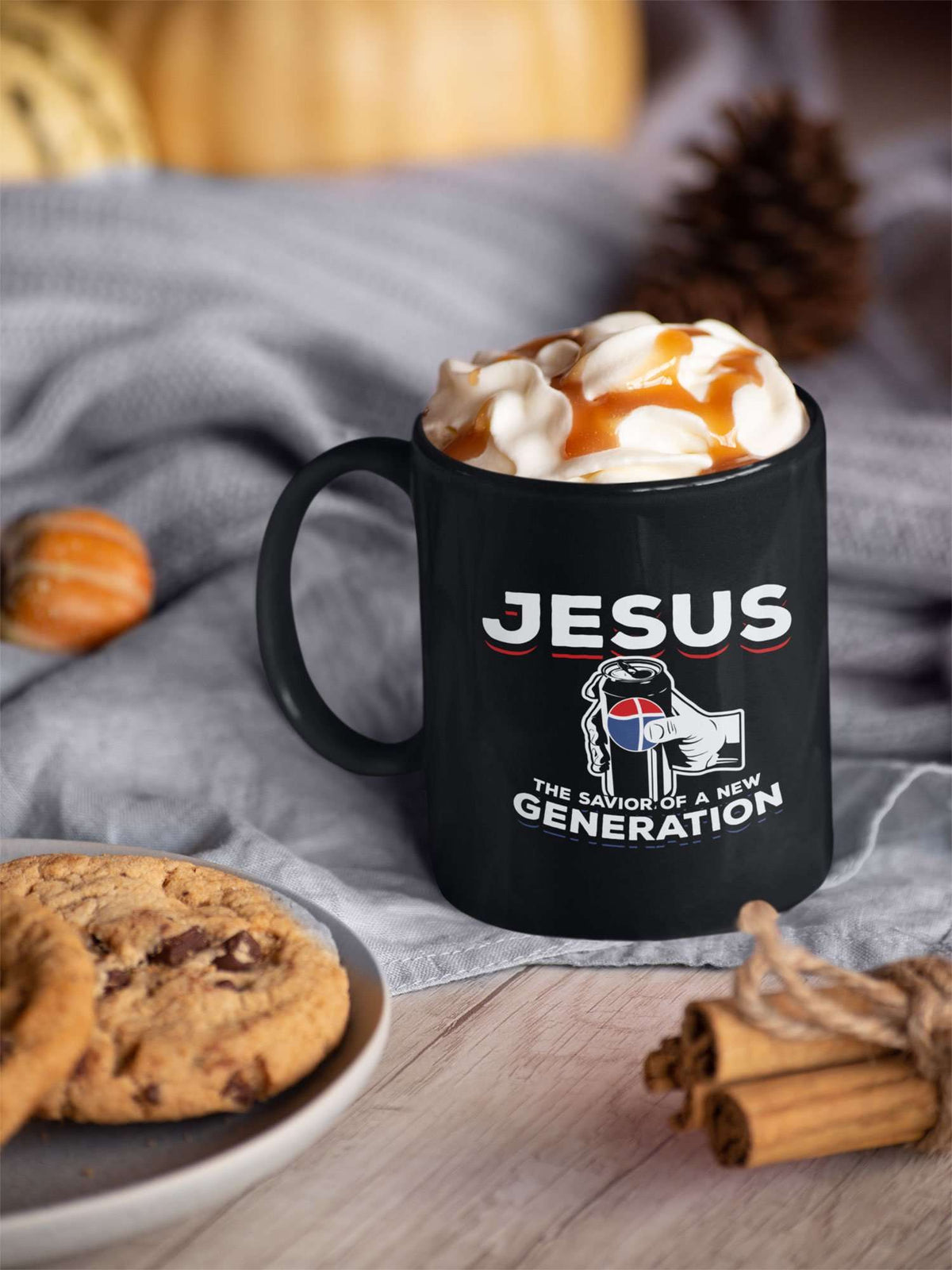 Designs by MyUtopia Shout Out:Jesus Savior of New Generation Ceramic Coffee Mug - Black,11 oz / Black,Ceramic Coffee Mug