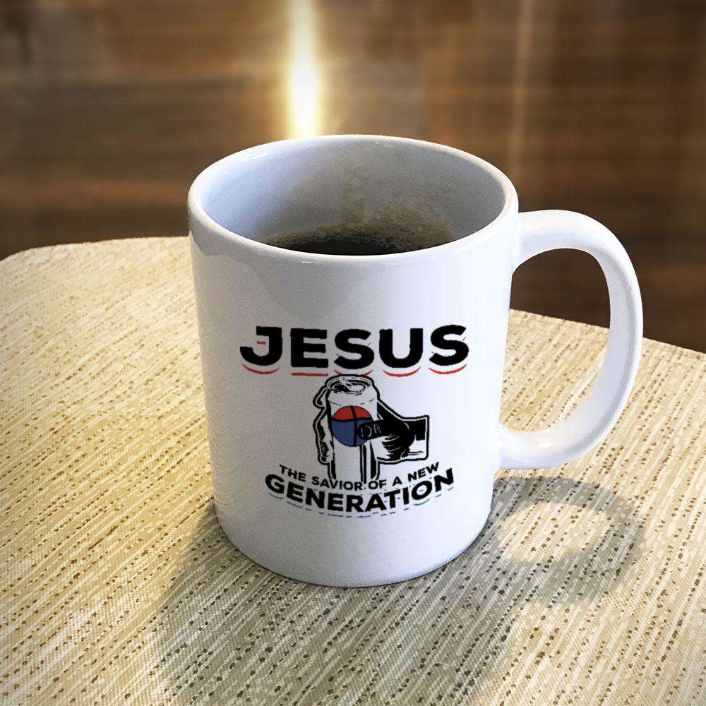 Designs by MyUtopia Shout Out:Jesus Savior of New Generation Ceramic Coffee Mugs - White