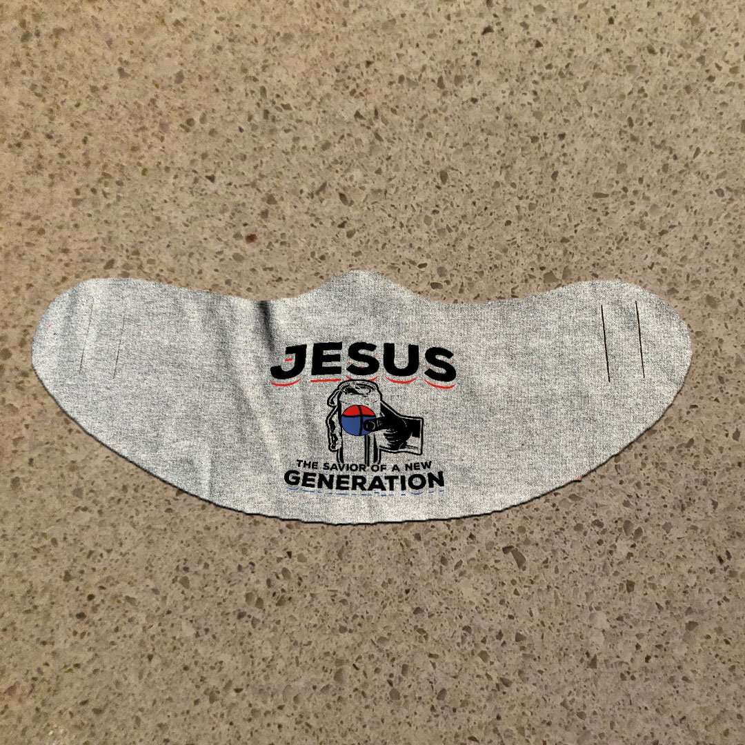 Designs by MyUtopia Shout Out:Jesus Savior of New Generation Fabric Face Covering / Face Mask,Athletic Heather,Fabric Face Mask