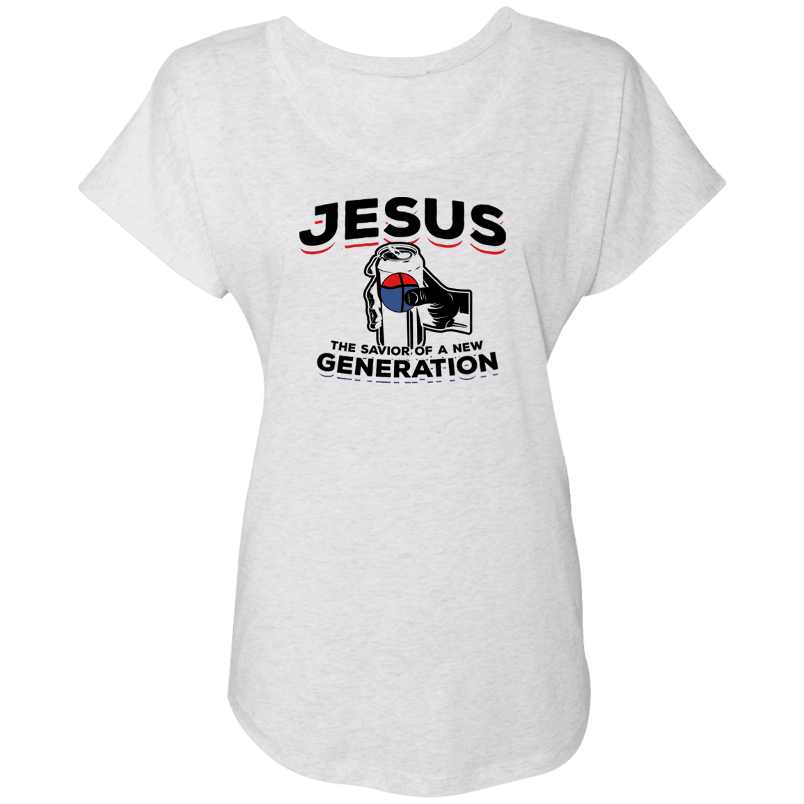 Designs by MyUtopia Shout Out:Jesus Savior of New Generation Ladies' Triblend Dolman Shirt,X-Small / Heather White,Ladies T-Shirts