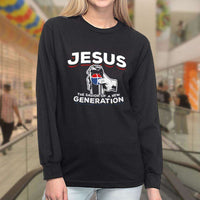 Load image into Gallery viewer, Designs by MyUtopia Shout Out:Jesus Savior of New Generation Long Sleeve Ultra Cotton Unisex T-Shirt,Black / S,Long Sleeve T-Shirts
