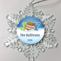 Load image into Gallery viewer, Designs by MyUtopia Shout Out:Joy Personalized Christmas Keepsake Ornament,Snow Flake,Personalized Christmas Ornament
