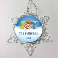 Load image into Gallery viewer, Designs by MyUtopia Shout Out:Joy Personalized Christmas Keepsake Ornament,Snow Crystal,Personalized Christmas Ornament
