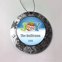 Load image into Gallery viewer, Designs by MyUtopia Shout Out:Joy Personalized Christmas Keepsake Ornament,Round Ornament,Personalized Christmas Ornament
