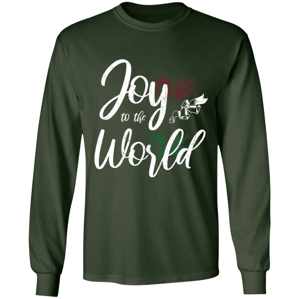 Designs by MyUtopia Shout Out:Joy to the World - Ultra Cotton Long Sleeve T-Shirt,Forest Green / S,Long Sleeve T-Shirts