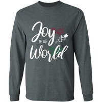 Load image into Gallery viewer, Designs by MyUtopia Shout Out:Joy to the World - Ultra Cotton Long Sleeve T-Shirt,Dark Heather / S,Long Sleeve T-Shirts
