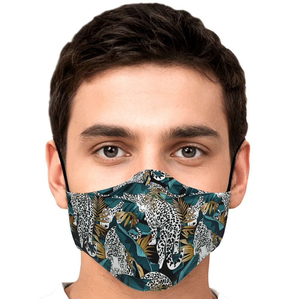 Designs by MyUtopia Shout Out:Jungle Leopard Fitted Fabric Face Mask w. Adjustable Ear Loops,Adult / Single / No filters,Fabric Face Mask