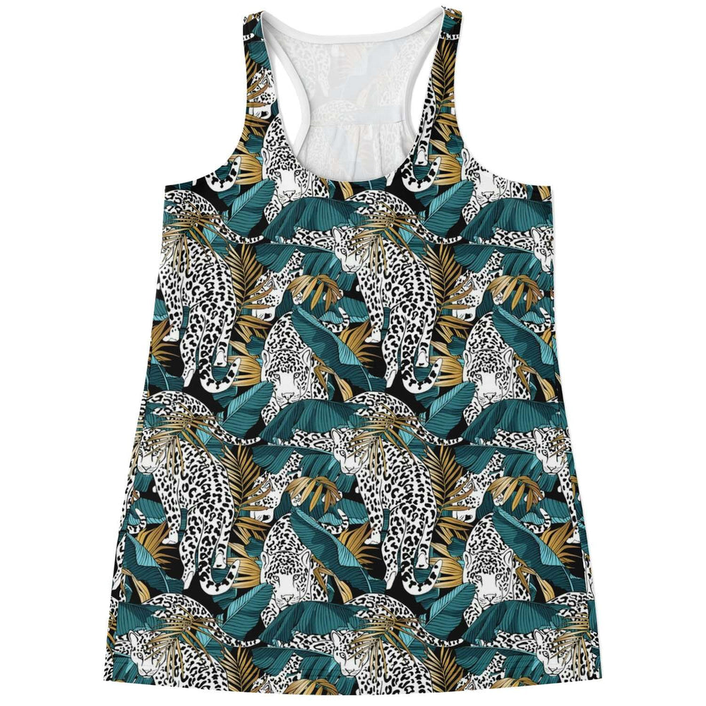Designs by MyUtopia Shout Out:Jungle Leopard Ladies Flowy Tank Top,XS,Flowy Racerback Tank Top - AOP