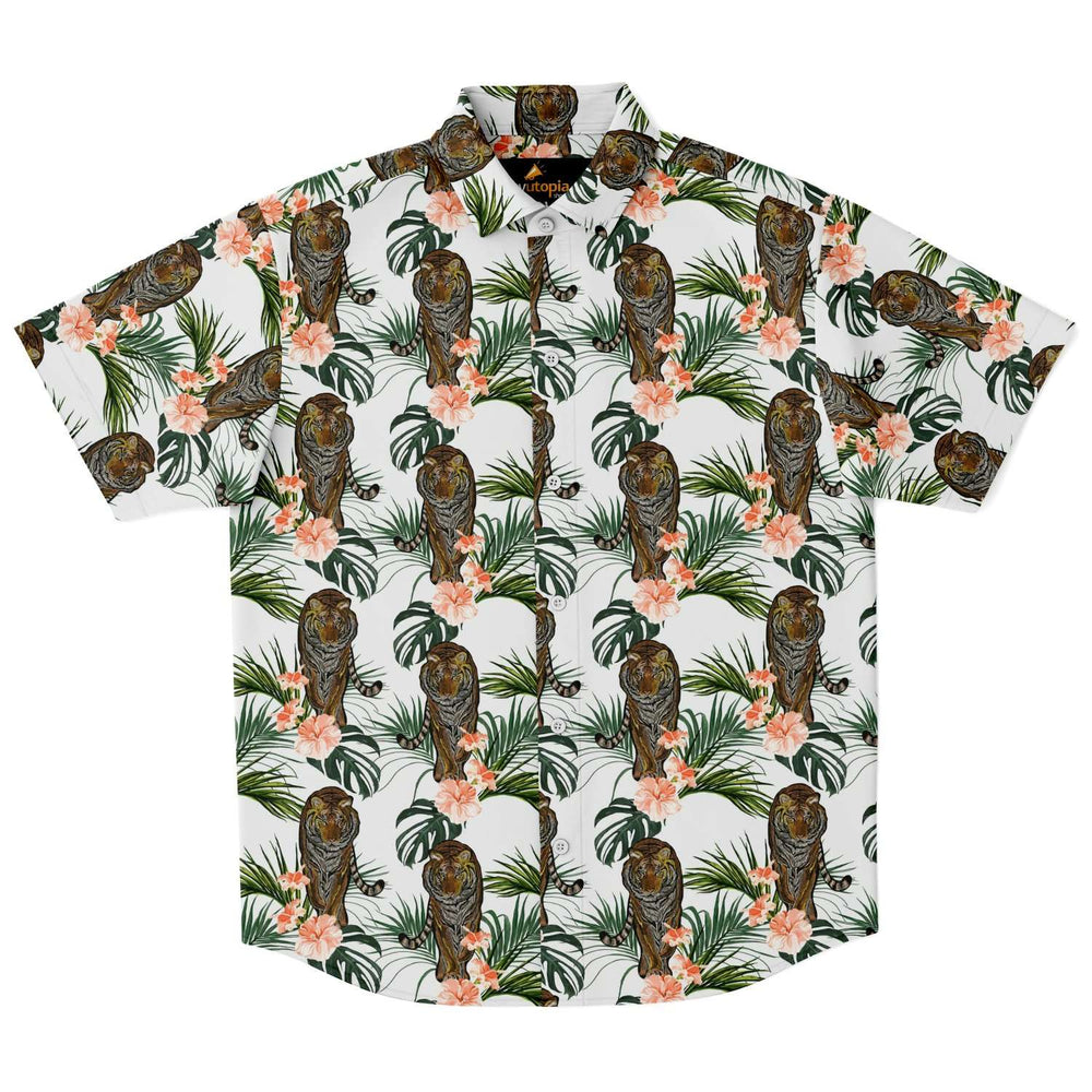 Designs by MyUtopia Shout Out:Jungle Tiger button down dress shirt,XS,Short Sleeve Button Down Shirt - AOP