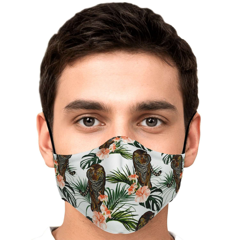 Designs by MyUtopia Shout Out:Jungle Tiger Fitted Face Mask w. Adjustable Ear Loops,Adult / Single / No filters,Fabric Face Mask