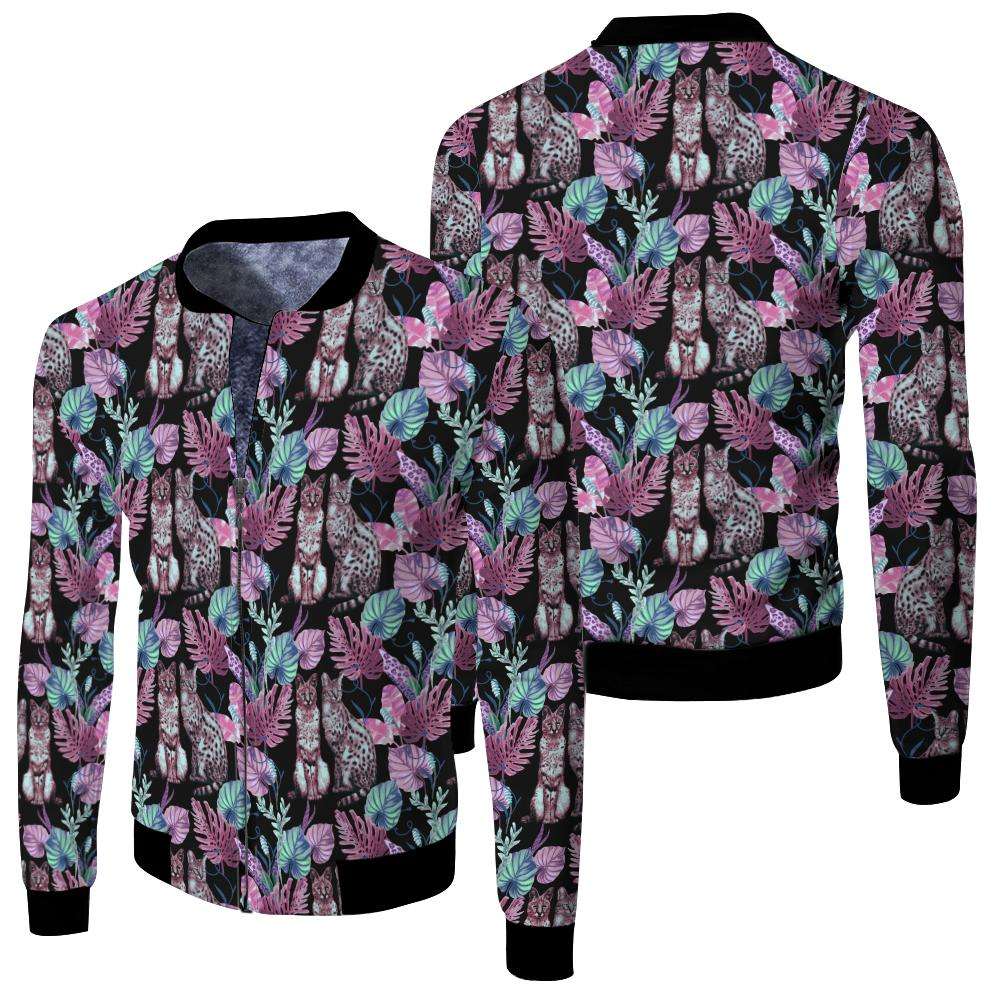 Designs by MyUtopia Shout Out:Jungle Wildcats Fleece Lined Winter Jacket,S,Bomber Jacket