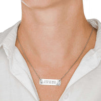 Load image into Gallery viewer, Designs by MyUtopia Shout Out:Just Be Kind Engraved Personalized Horizontal Bar Necklace
