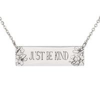 Load image into Gallery viewer, Designs by MyUtopia Shout Out:Just Be Kind Engraved Personalized Horizontal Bar Necklace
