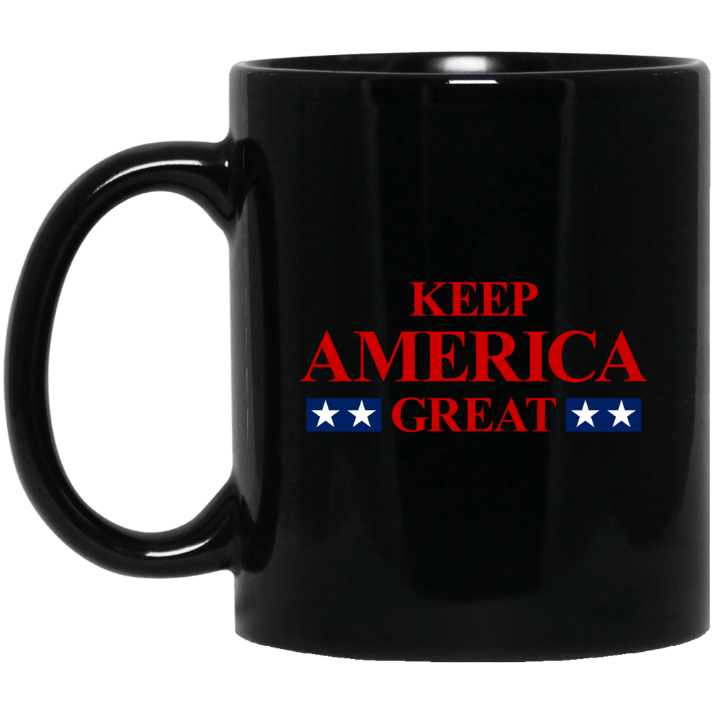 Designs by MyUtopia Shout Out:Keep America Great Ceramic Coffee Mug,BM11OZ 11 oz. Black Mug / Black / One Size,Apparel