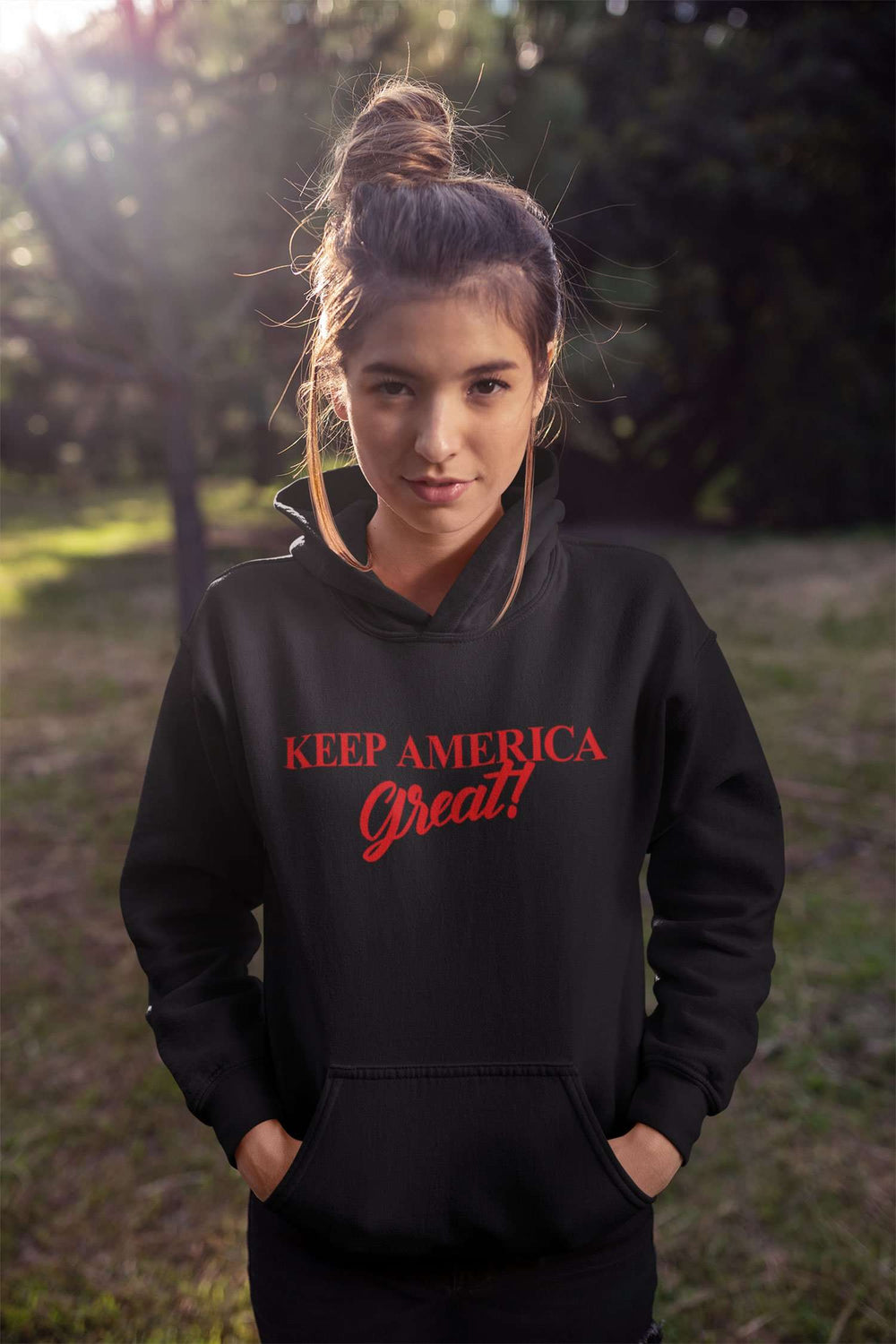 Designs by MyUtopia Shout Out:Keep America Great Core Fleece Pullover Hoodie