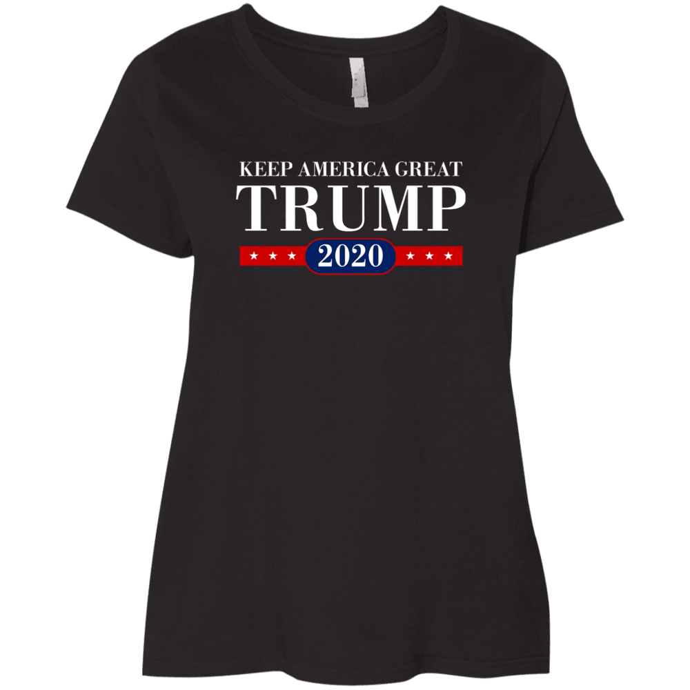 Designs by MyUtopia Shout Out:Keep America Great Trump 2020 Ladies' Curvy T-Shirt,Black / Plus 1X,T-Shirts