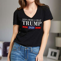 Load image into Gallery viewer, Designs by MyUtopia Shout Out:Keep America Great Trump 2020 Ladies&#39; V-Neck T-Shirt
