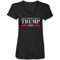 Load image into Gallery viewer, Designs by MyUtopia Shout Out:Keep America Great Trump 2020 Ladies&#39; V-Neck T-Shirt,S / Black,T-Shirts
