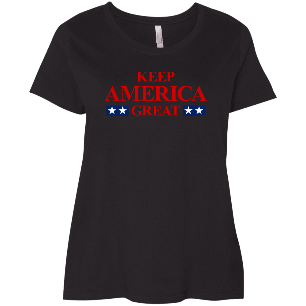 Designs by MyUtopia Shout Out:Keep America Great Trump Ladies' Curvy T-Shirt,Black / Plus 1X,T-Shirts