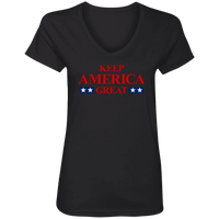 Load image into Gallery viewer, Designs by MyUtopia Shout Out:Keep America Great Trump Ladies&#39; V-Neck T-Shirt,S / Black,Ladies T-Shirts
