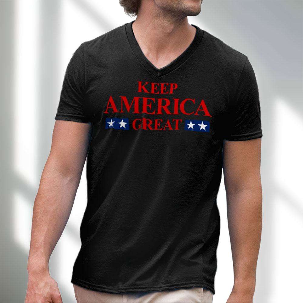 Designs by MyUtopia Shout Out:Keep America Great Trump v2 Men's Printed V-Neck T-Shirt