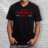 Load image into Gallery viewer, Designs by MyUtopia Shout Out:Keep America Great Trump v2 Men&#39;s Printed V-Neck T-Shirt

