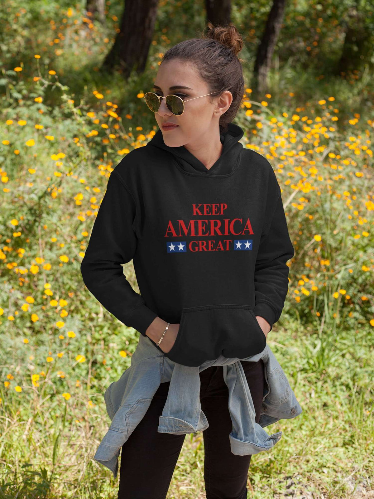 Designs by MyUtopia Shout Out:Keep America Great v2 Core Fleece Pullover Hoodie