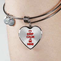 Load image into Gallery viewer, Designs by MyUtopia Shout Out:Keep Calm and Be Mine Heart Bangel,Adjustable Bangle / No / Red/Silver,Necklace
