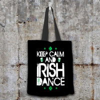 Load image into Gallery viewer, Designs by MyUtopia Shout Out:Keep Calm And Irish Dance Fabric Totebag Reusable Shopping Tote,Black,Reusable Fabric Shopping Tote Bag
