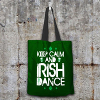Load image into Gallery viewer, Designs by MyUtopia Shout Out:Keep Calm And Irish Dance Fabric Totebag Reusable Shopping Tote,Dark Green,Reusable Fabric Shopping Tote Bag
