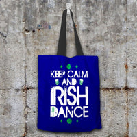 Load image into Gallery viewer, Designs by MyUtopia Shout Out:Keep Calm And Irish Dance Fabric Totebag Reusable Shopping Tote,Navy,Reusable Fabric Shopping Tote Bag
