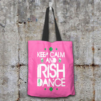 Load image into Gallery viewer, Designs by MyUtopia Shout Out:Keep Calm And Irish Dance Fabric Totebag Reusable Shopping Tote,Pink,Reusable Fabric Shopping Tote Bag
