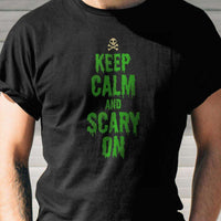 Load image into Gallery viewer, Designs by MyUtopia Shout Out:Keep Calm and Scary On Adult Unisex Cotton Short Sleeve T-Shirt
