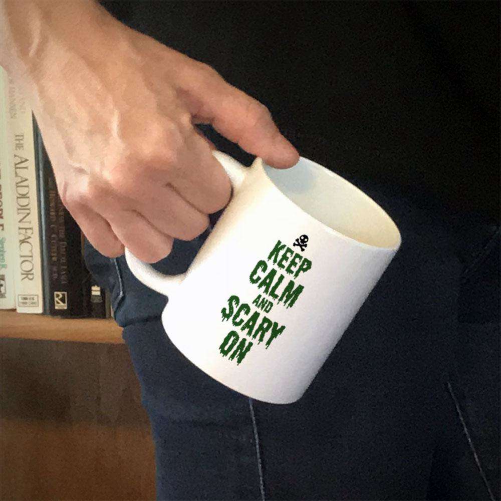 Designs by MyUtopia Shout Out:Keep Calm and Scary On White Ceramic Coffee Mug