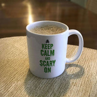 Load image into Gallery viewer, Designs by MyUtopia Shout Out:Keep Calm and Scary On White Ceramic Coffee Mug
