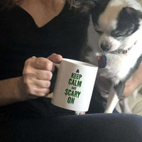 Load image into Gallery viewer, Designs by MyUtopia Shout Out:Keep Calm and Scary On White Ceramic Coffee Mug
