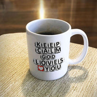 Load image into Gallery viewer, Designs by MyUtopia Shout Out:Keep Calm God Loves You Ceramic White Coffee Mug
