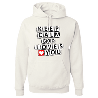 Load image into Gallery viewer, Designs by MyUtopia Shout Out:Keep Calm God Loves You Christian Pullover Hoodie,White / S,Pullover Hoodie
