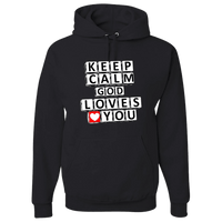 Load image into Gallery viewer, Designs by MyUtopia Shout Out:Keep Calm God Loves You Christian Pullover Hoodie,Black / S,Pullover Hoodie
