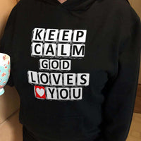 Load image into Gallery viewer, Designs by MyUtopia Shout Out:Keep Calm God Loves You Christian Pullover Hoodie
