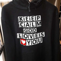 Load image into Gallery viewer, Designs by MyUtopia Shout Out:Keep Calm God Loves You Christian Pullover Hoodie
