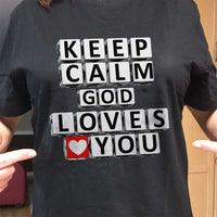 Load image into Gallery viewer, Designs by MyUtopia Shout Out:Keep Calm God Loves You Crossword Adult Unisex T-Shirt
