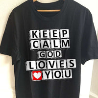 Load image into Gallery viewer, Designs by MyUtopia Shout Out:Keep Calm God Loves You Crossword Adult Unisex T-Shirt
