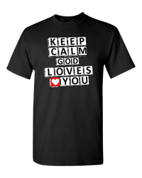 Load image into Gallery viewer, Designs by MyUtopia Shout Out:Keep Calm God Loves You Crossword Adult Unisex T-Shirt,Black / S,Adult Unisex T-Shirt
