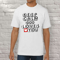 Load image into Gallery viewer, Designs by MyUtopia Shout Out:Keep Calm God Loves You Crossword Adult Unisex T-Shirt
