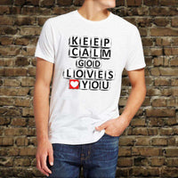 Load image into Gallery viewer, Designs by MyUtopia Shout Out:Keep Calm God Loves You Crossword Adult Unisex T-Shirt
